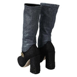 Dolce & Gabbana Black Crystal Mary Janes Booties Shoes LA6441-37