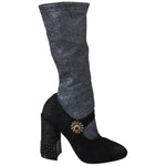 Dolce & Gabbana Black Crystal Mary Janes Booties Shoes LA6441-37