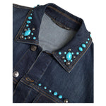 Dolce & Gabbana Blue Denim Turquoise Stones Studded Jacket JKT3667-48