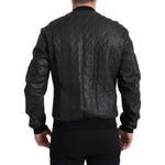 Dolce & Gabbana Black Leather Full Zip Bomber Coat Jacket JKT3672