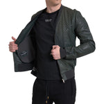 Dolce & Gabbana Green Perforated Leather Bomber Jacket JKT3674-44