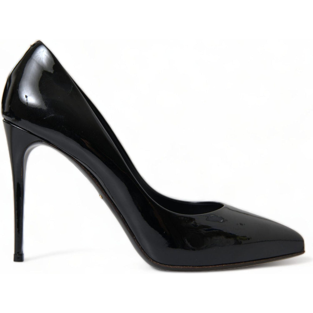 Dolce & Gabbana Black Patent Leather Pumps Heels Shoes LA10339-36
