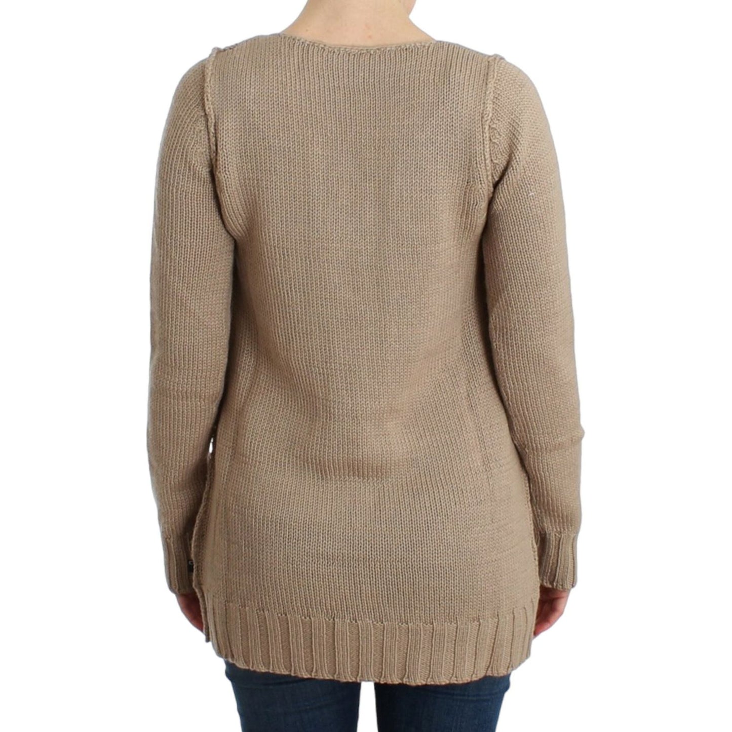 Cavalli Beige knitted wool sweater SIG12108-4
