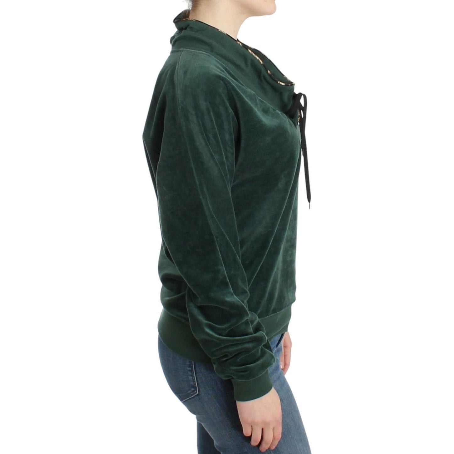Cavalli Green velvet cotton sweater SIG11974-1