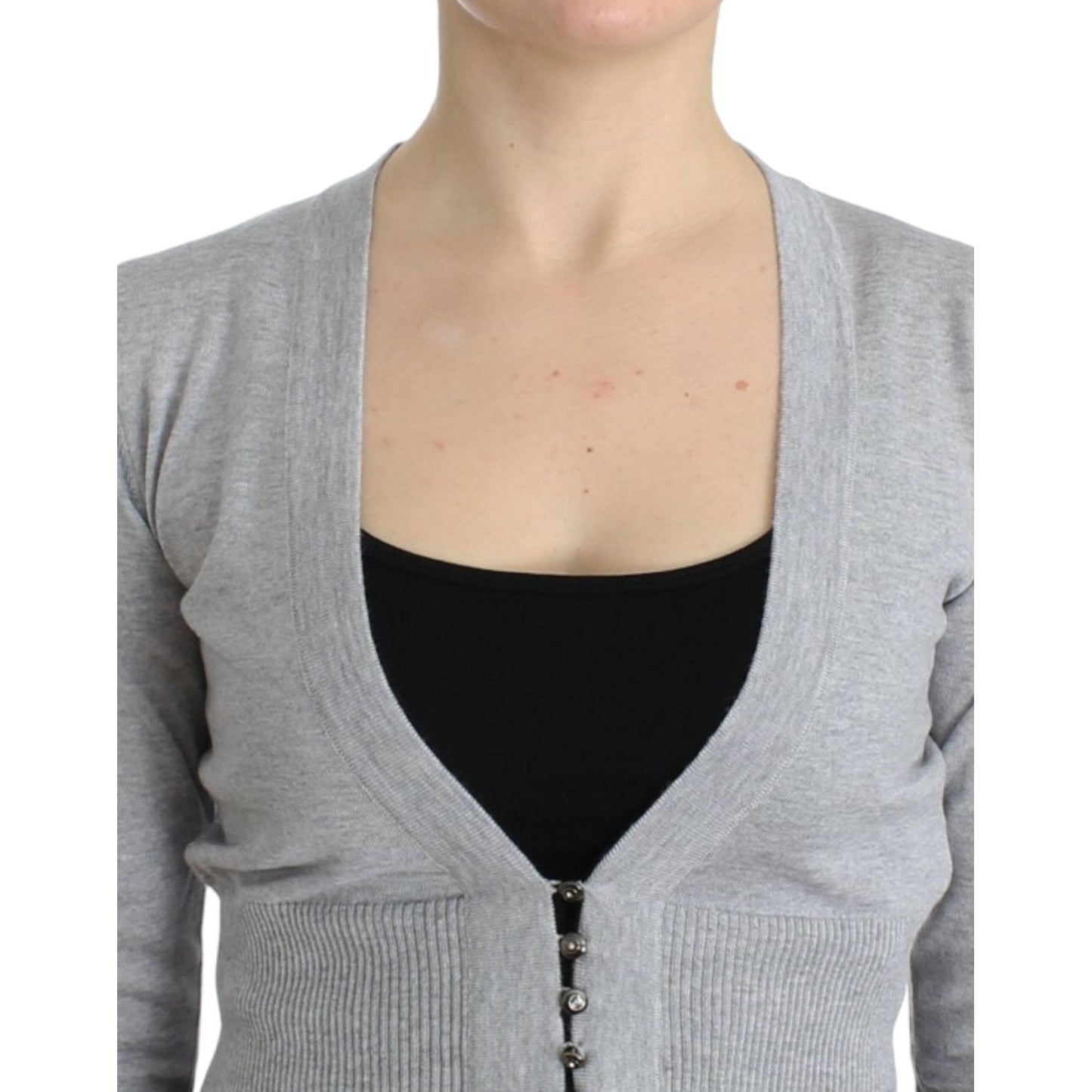 Cavalli Gray cropped wool cardigan SIG11851-3