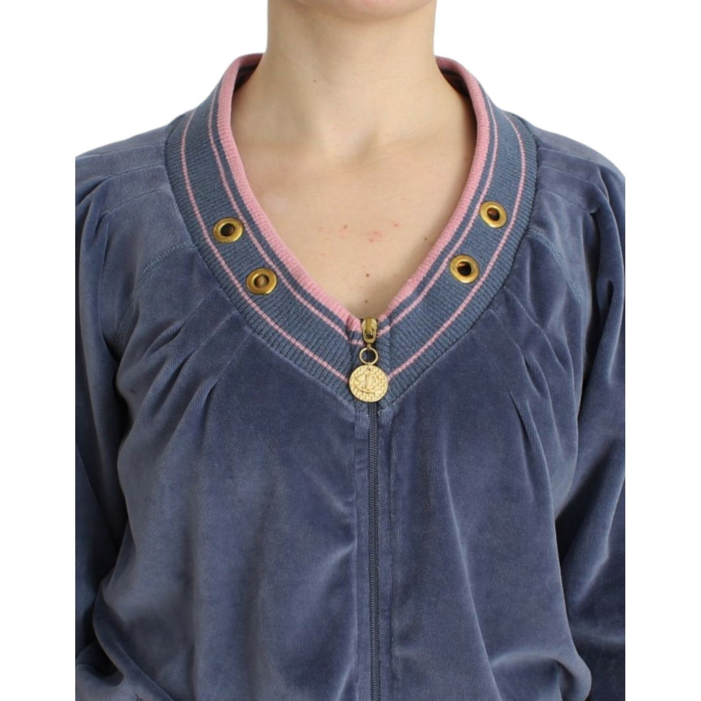 Cavalli Blue velvet zipup sweater SIG11841-2
