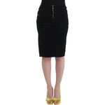 Cavalli Black Corduroy Pencil Skirt SIG11823-40