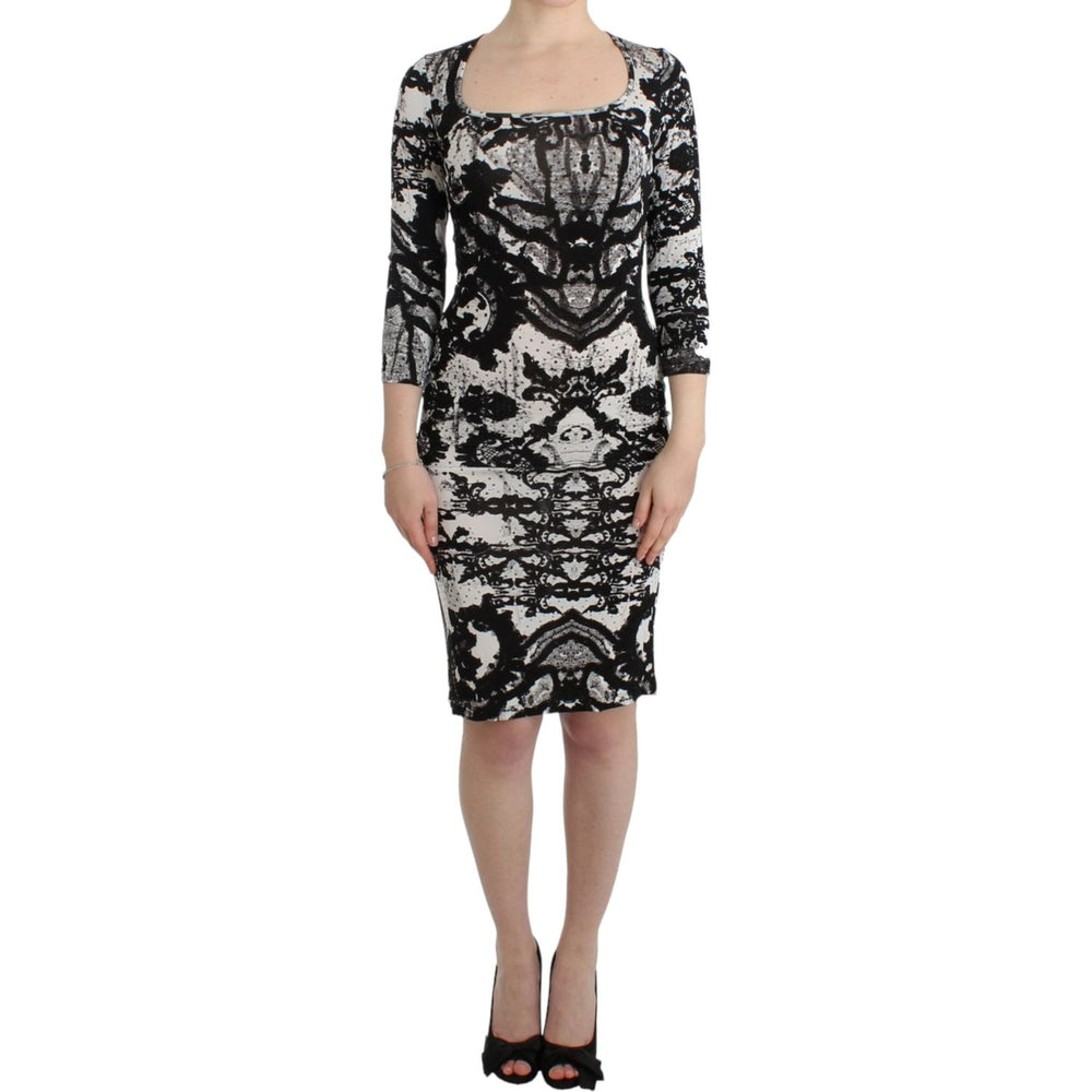 Cavalli Black Printed Sheath Dress SIG11996-4