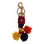Dolce & Gabbana Gold Yellow Raffia Leather Clasp Finder Chain Keyring SIG18378