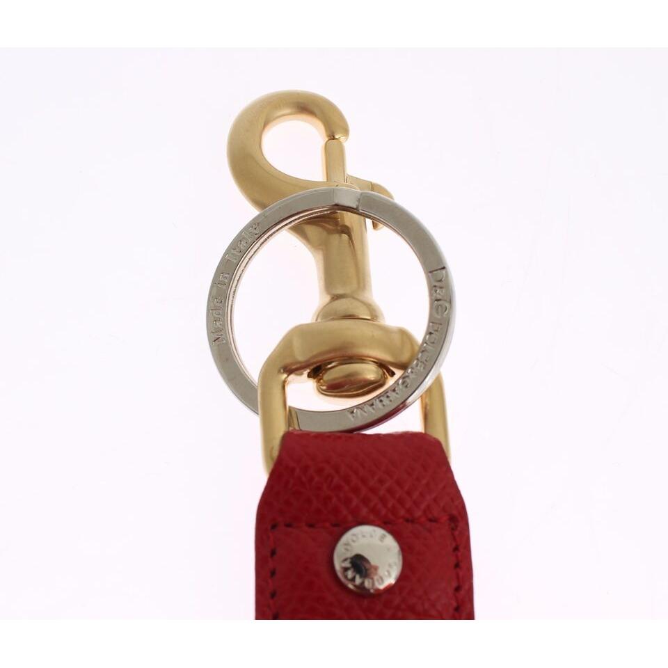 Dolce & Gabbana Gold Yellow Raffia Leather Clasp Finder Chain Keyring SIG18378