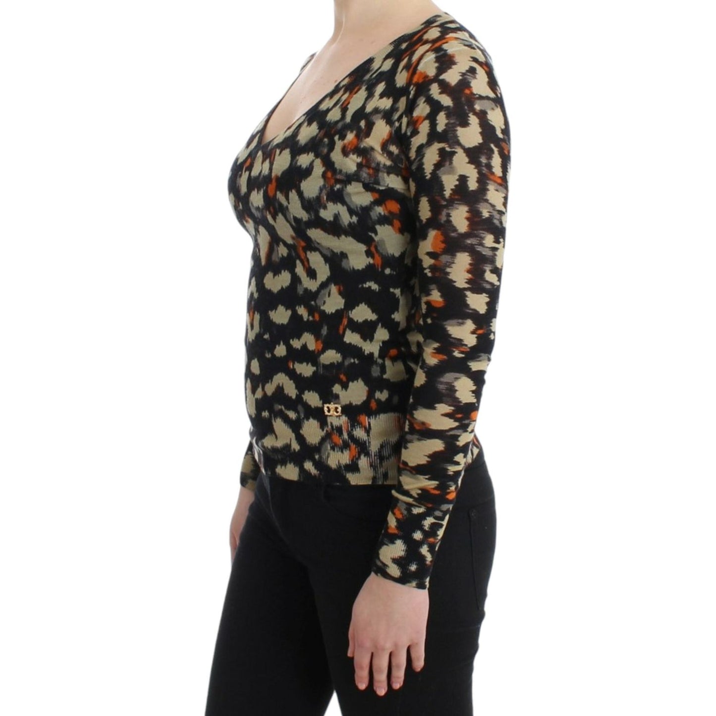 Cavalli Multicolor v-neck wool jumper SIG11607-1