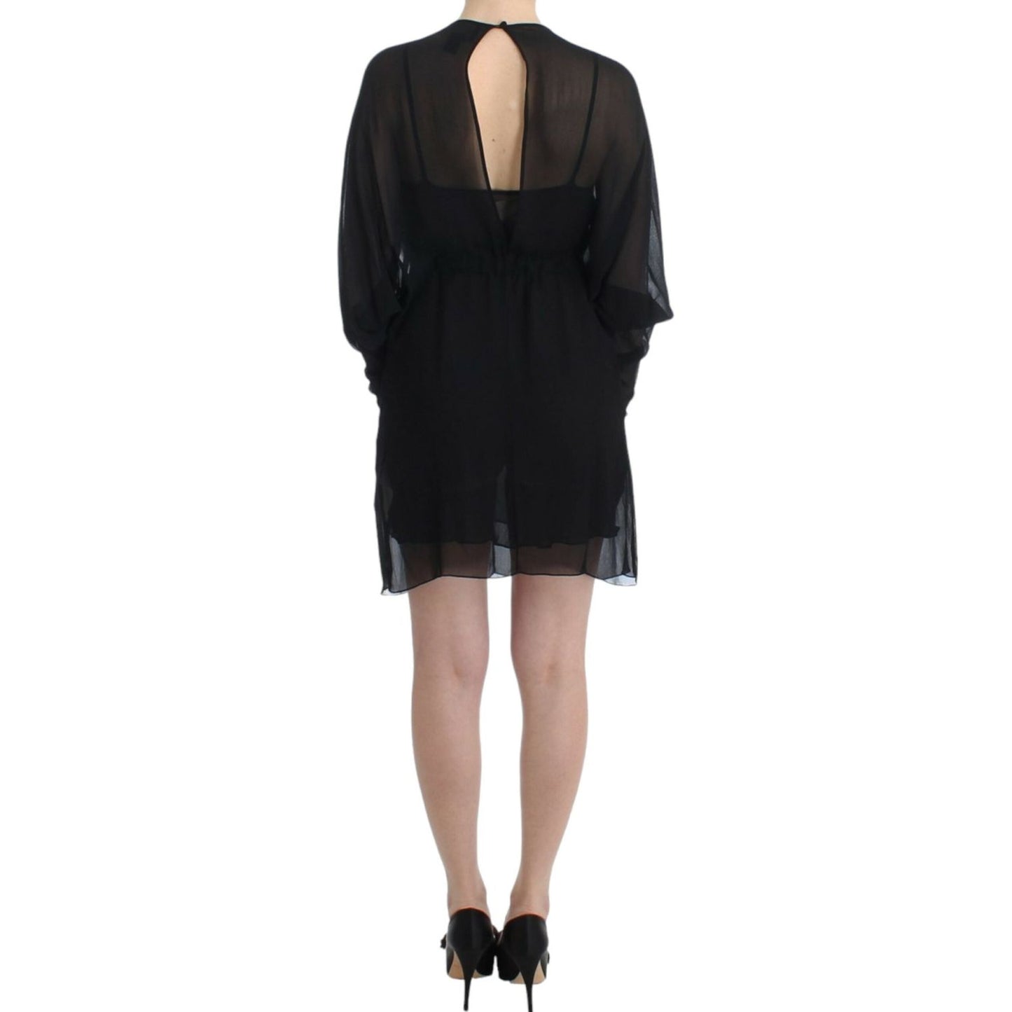 Cavalli Black long sleeve silk dress SIG11635-2