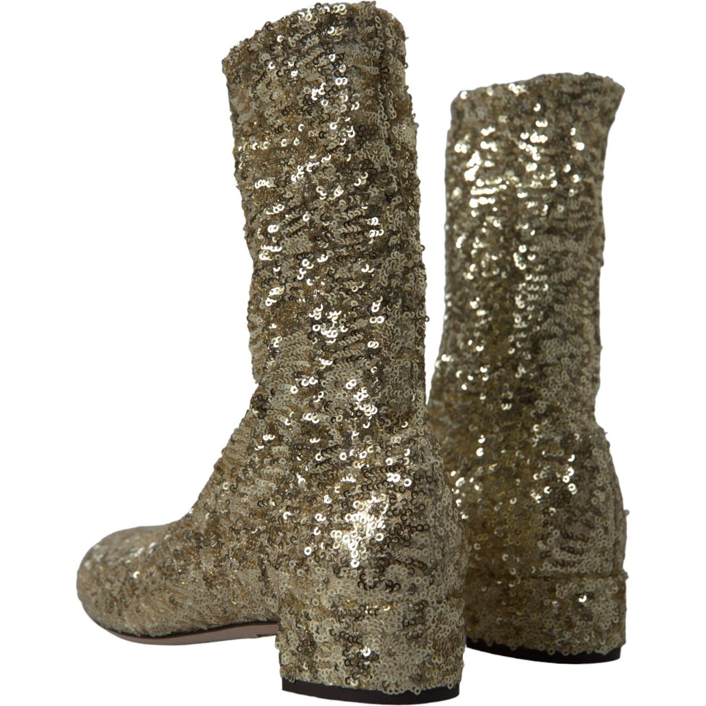 Dolce & Gabbana Gold Sequined Short Boots Stretch Shoes LA10362-37.5