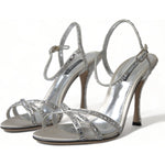 Dolce & Gabbana Dolce & Gabbana Elegant Crystal Embellished Heels Sandals LA10368-39 1728,67345645728,Dolce & Gabbana,EU36/US5.5,EU39/US8.5,EU40/US9.5,Material: 31% Silk 67% Viscose 2% Leather,New with tags,Sandals - Women - Shoes,Shoes,Silver,Women,Women