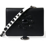 Dolce & Gabbana Black Leather Crystal Embellished Card Holder Wallet BAG1285