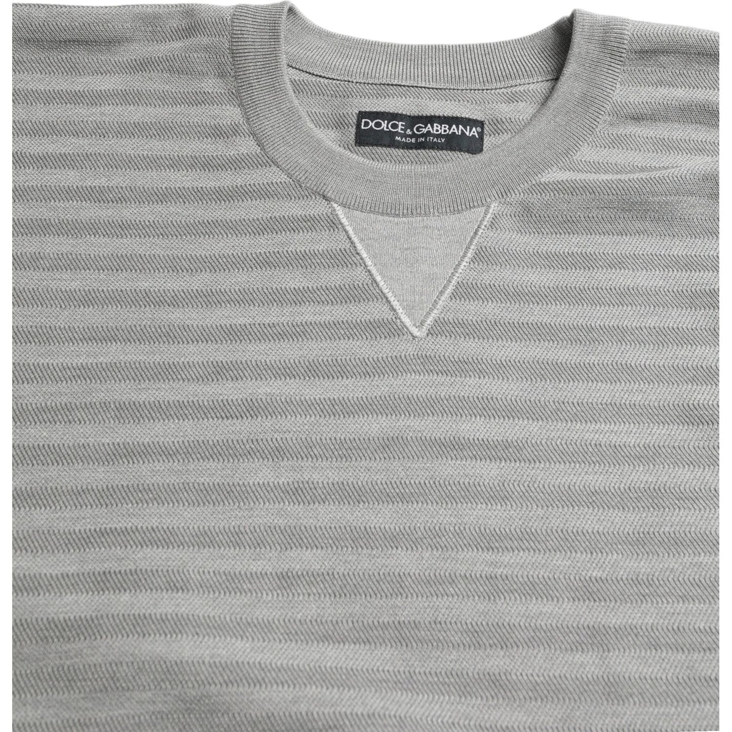 Dolce & Gabbana Gray Crewneck Pullover Silk Top Sweater SIG20531-48