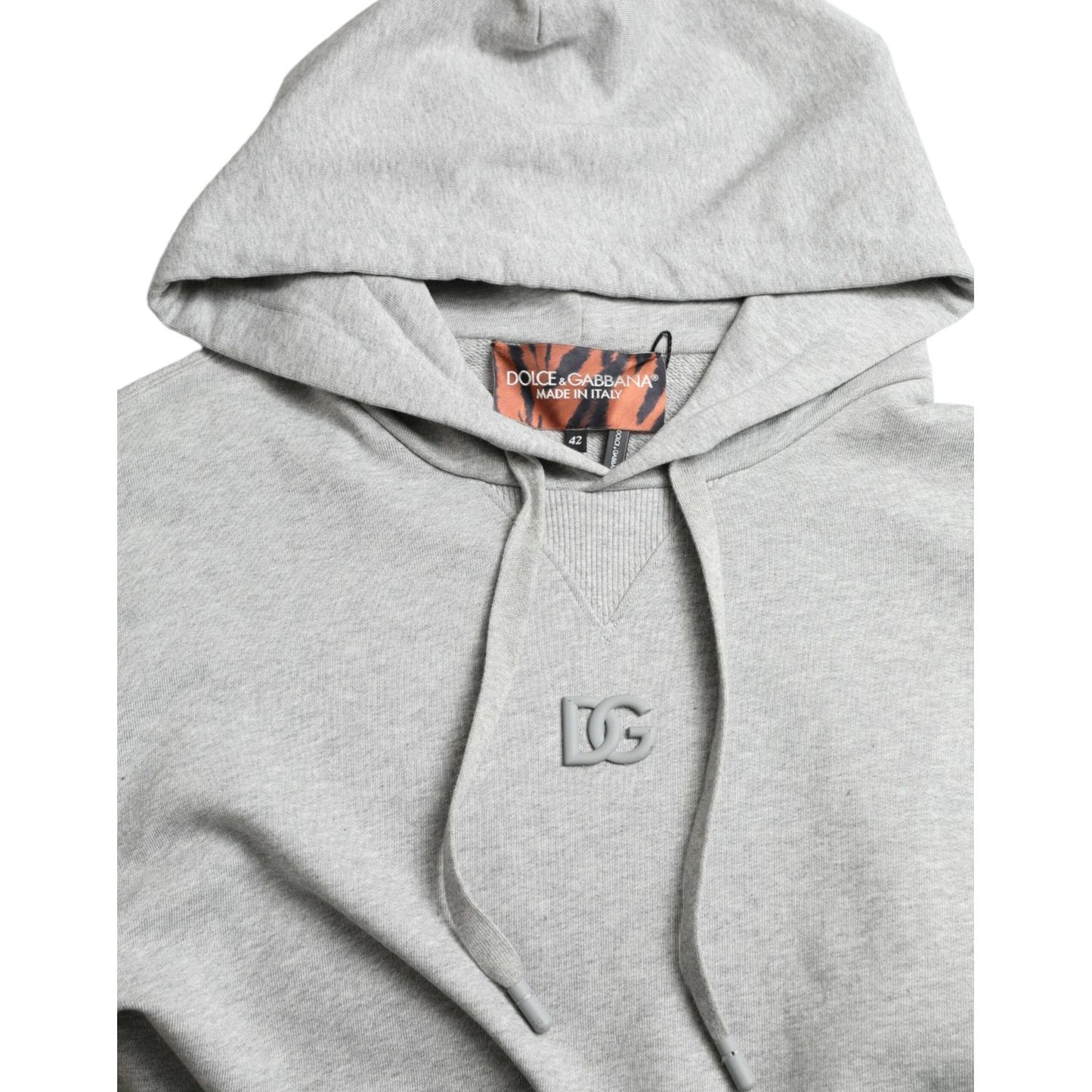 Dolce & Gabbana Gray Cotton Logo Hooded Sweatshirt Sweater TSH84747-42