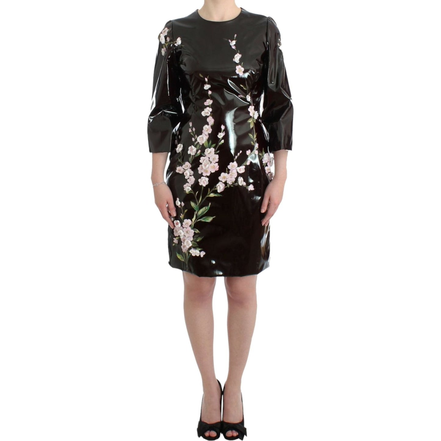 Dolce & Gabbana Black patent floral HANDPAINTED dress SIG12063-1