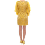 Dolce & Gabbana Yellow lace crystal mini dress GSS10005-2