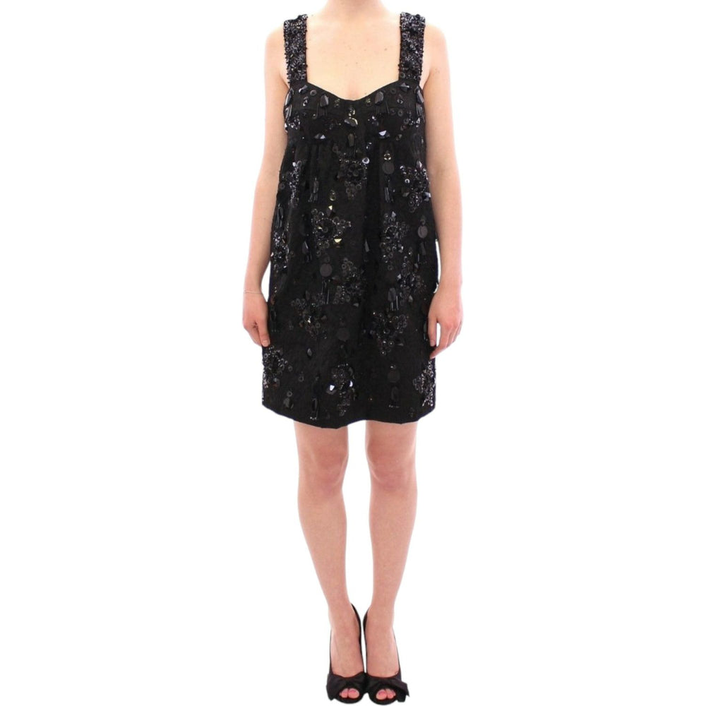 Dolce & Gabbana Black floral crystal embedded dress GSD12640-2