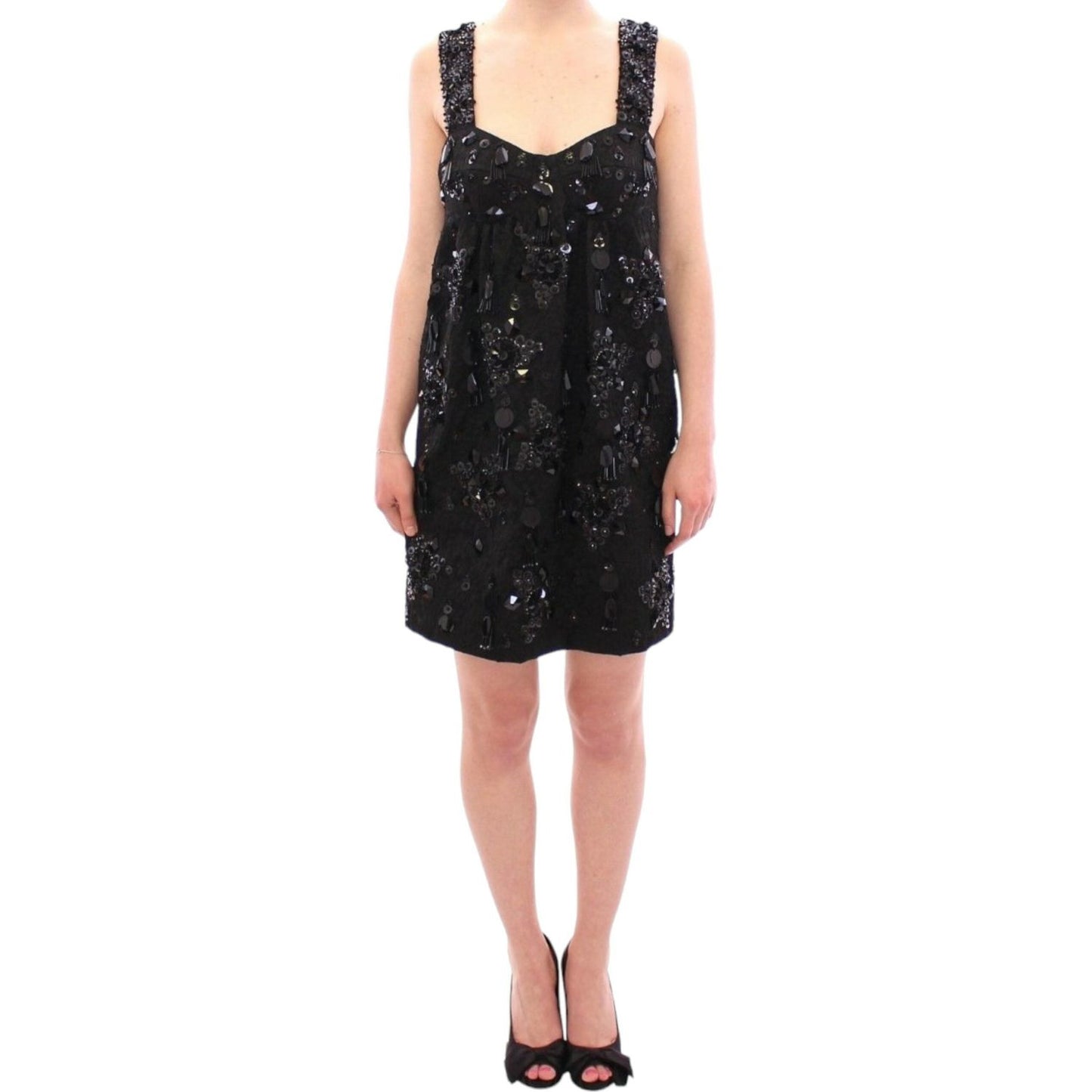 Dolce & Gabbana Black floral crystal embedded dress GSD12640-2