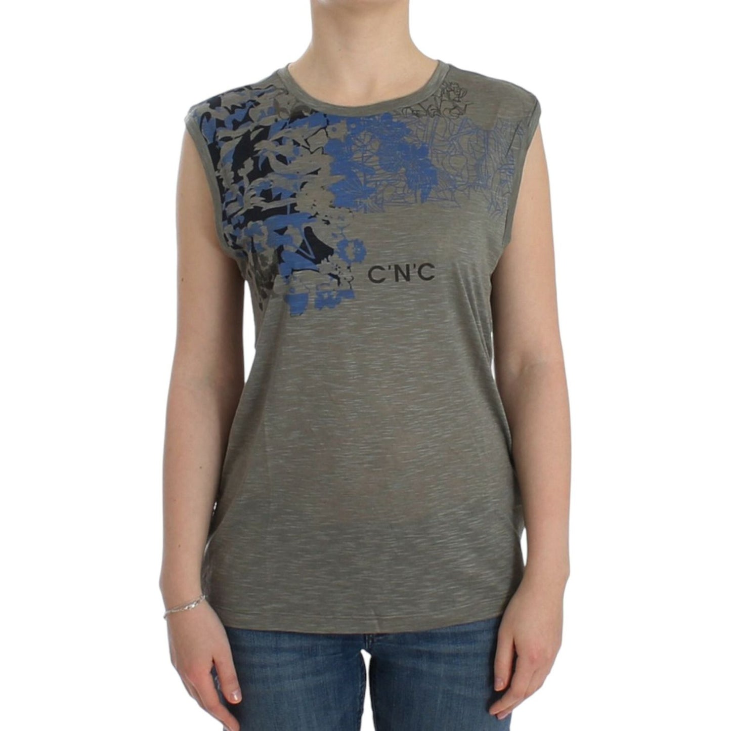 Costume National Gray print sleeveless t-shirt SIG12531-4