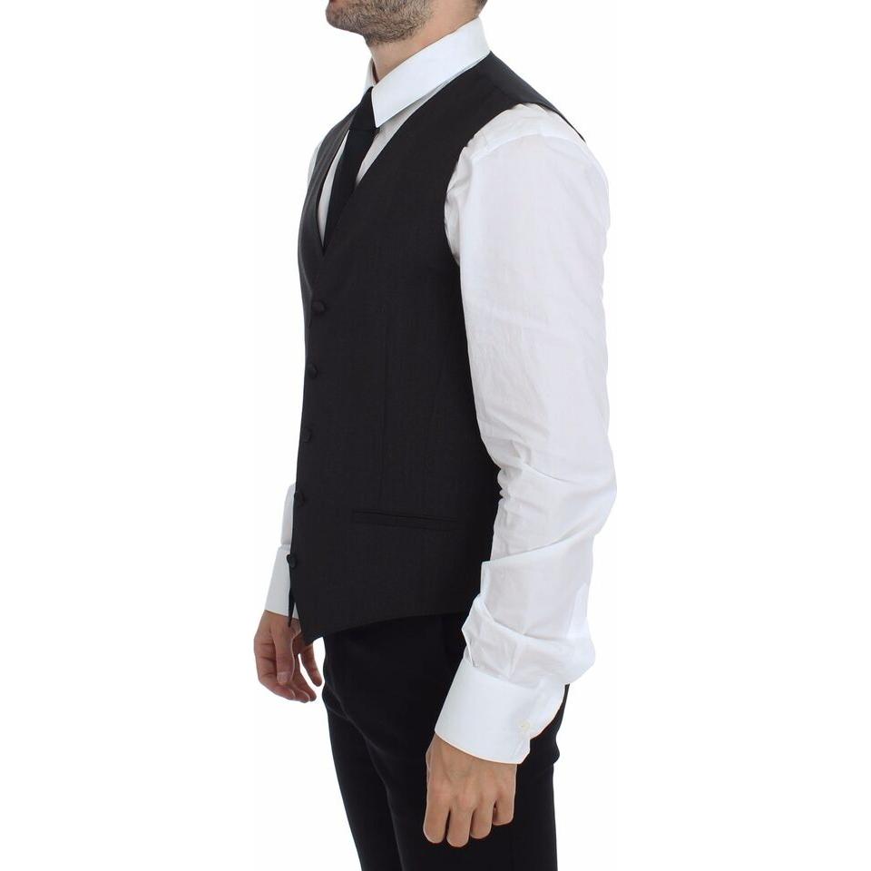 Dolce & Gabbana Gray Wool Stretch Dress Vest Jacket Blazer VES10061-1
