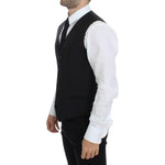 Dolce & Gabbana Elegant Black Wool Silk Dress Vest Dolce & Gabbana Light Gray