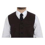 Dolce & Gabbana Elegant Brown Cotton Blend Dress Vest Dolce & Gabbana Black