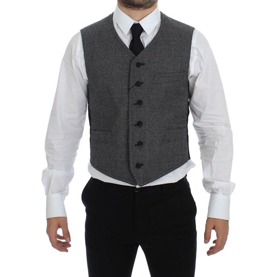 Dolce & Gabbana Gray Cotton Blend Logo Vest Gilet Weste GSS12044-1