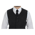 Dolce & Gabbana Elegant Gray Wool Blend Dress Vest Dolce & Gabbana Black