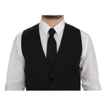 Dolce & Gabbana Black Wool Formal Dress Vest Gilet Weste GSS12055-1