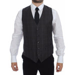 Dolce & Gabbana Brown Check Wool Single Breasted Vest GSS11956-1
