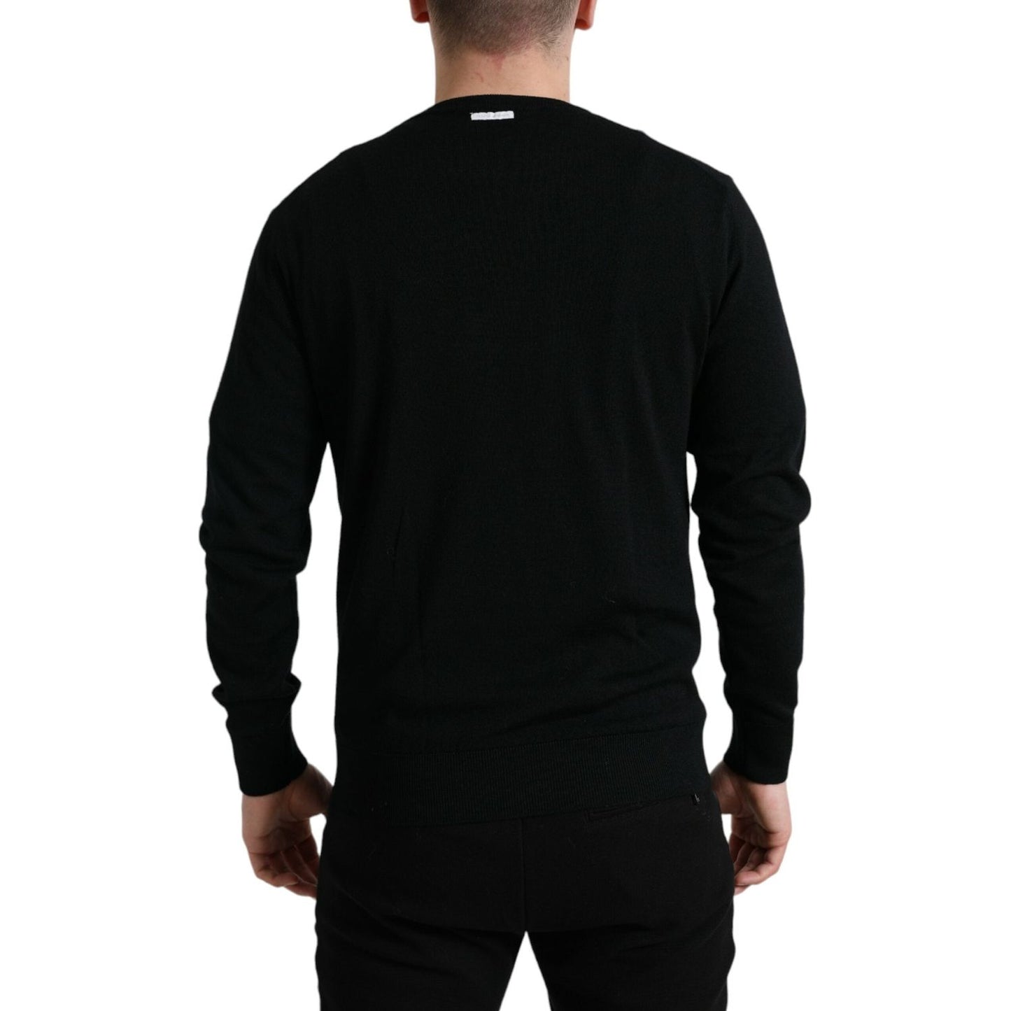 Dolce & Gabbana Black Wool Round Neck Pullover Sweater TSH84544-46