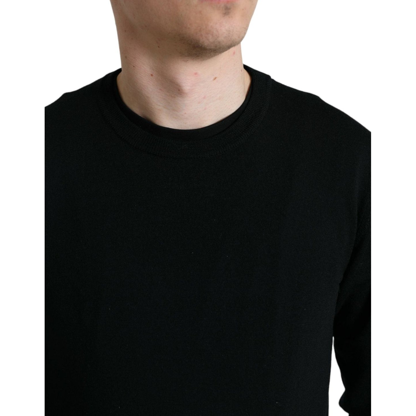 Dolce & Gabbana Black Wool Round Neck Pullover Sweater TSH84544-46