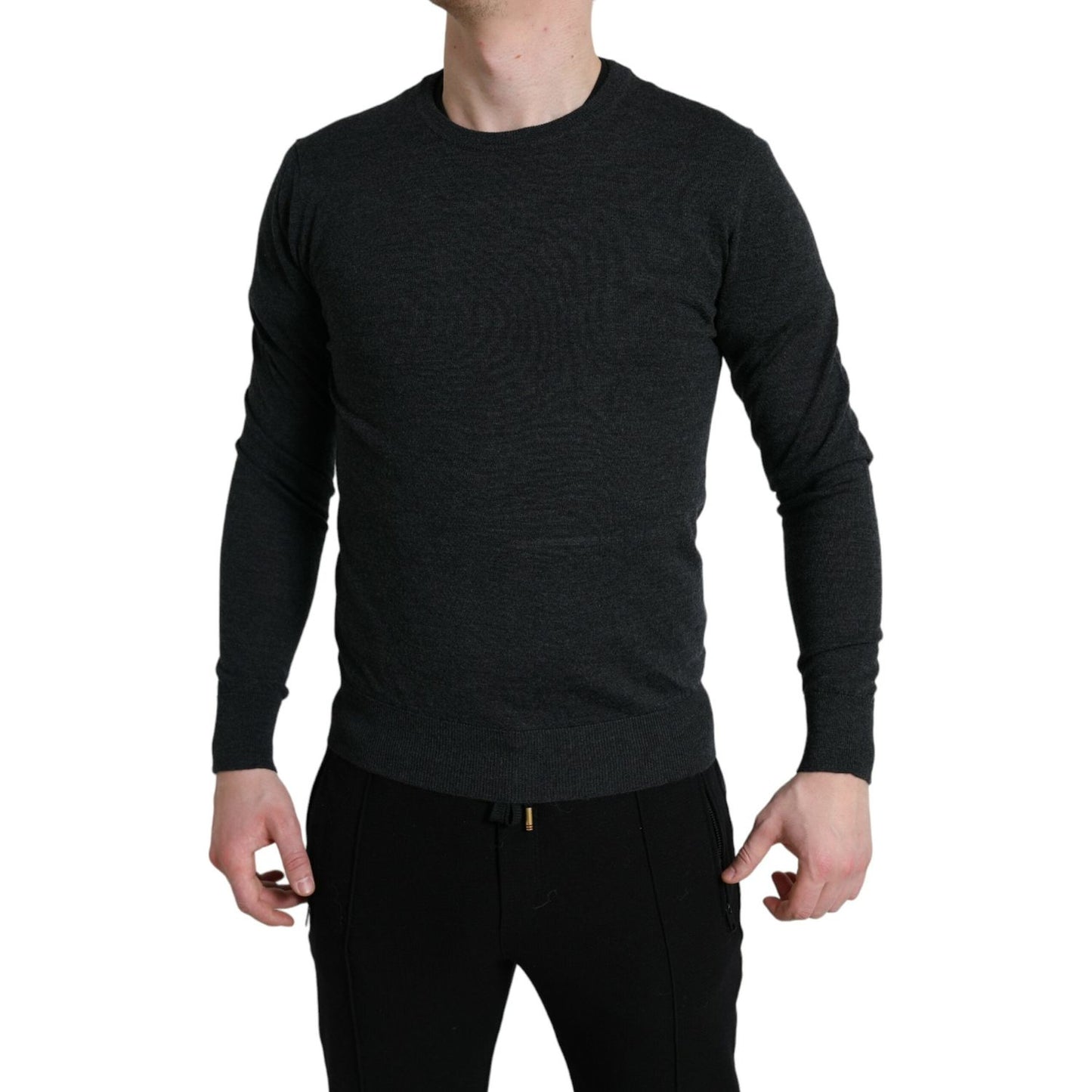 Dolce & Gabbana Gray Wool Round Neck Pullover Sweater TSH84546-48