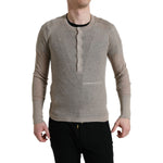Dolce & Gabbana Henley Pullover Beige Cashmere Sweater TSH84643-46