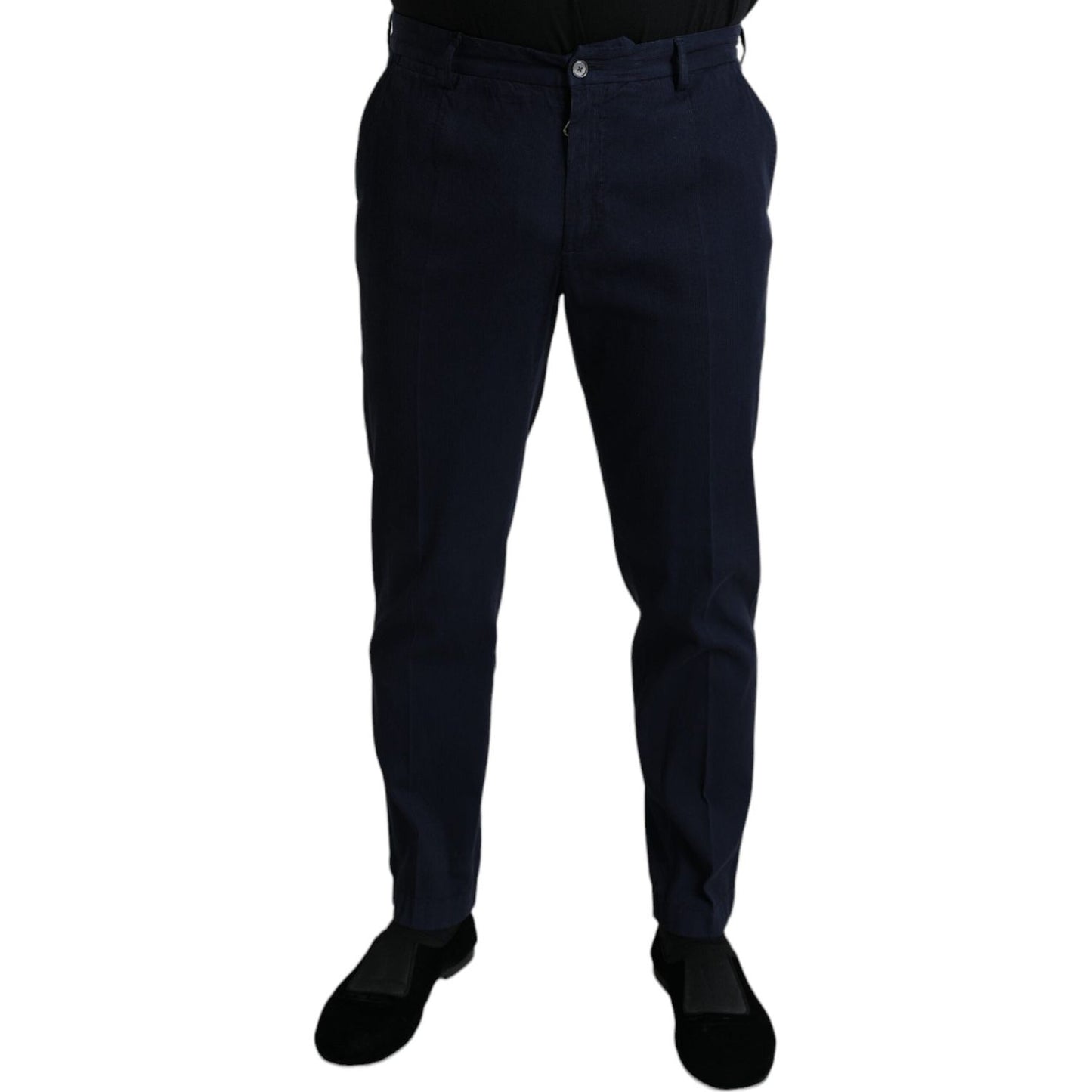 Dolce & Gabbana Dark Blue Cotton Stretch Slim Fit Dress Pants PAN74931-50