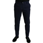 Dolce & Gabbana Dark Blue Cotton Stretch Slim Fit Dress Pants PAN74931-50