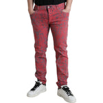 Dolce & Gabbana Red Cotton Dye Slim Fit Men Denim Jeans PAN75021-48