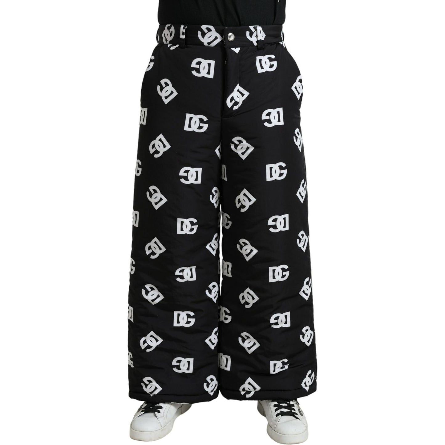 Dolce & Gabbana Black Logo DG Print Wide Leg Pants PAN75078-48