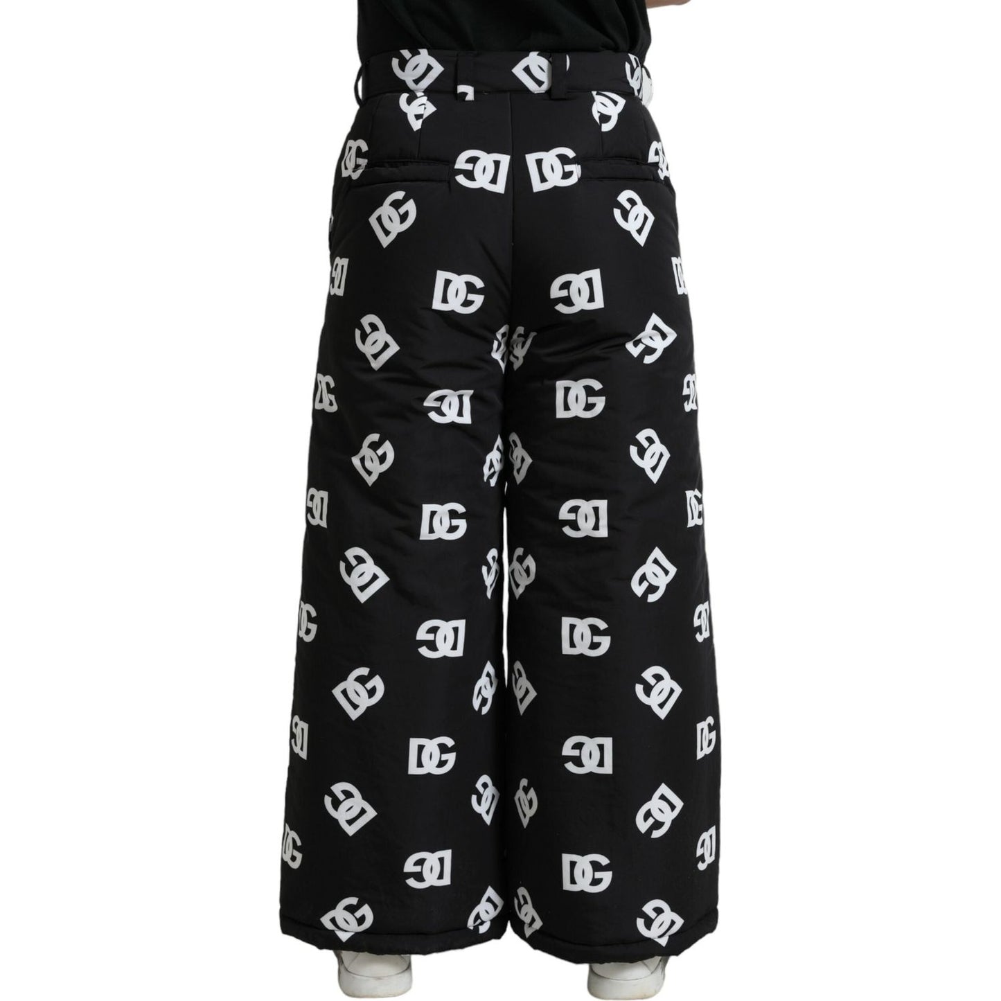 Dolce & Gabbana Black Logo DG Print Wide Leg Pants PAN75078-48