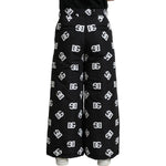 Dolce & Gabbana Black Logo DG Print Wide Leg Pants PAN75078-48