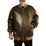 Dolce & Gabbana Bronze Nylon Full Zip Men Bomber Jacket JKT3769-54