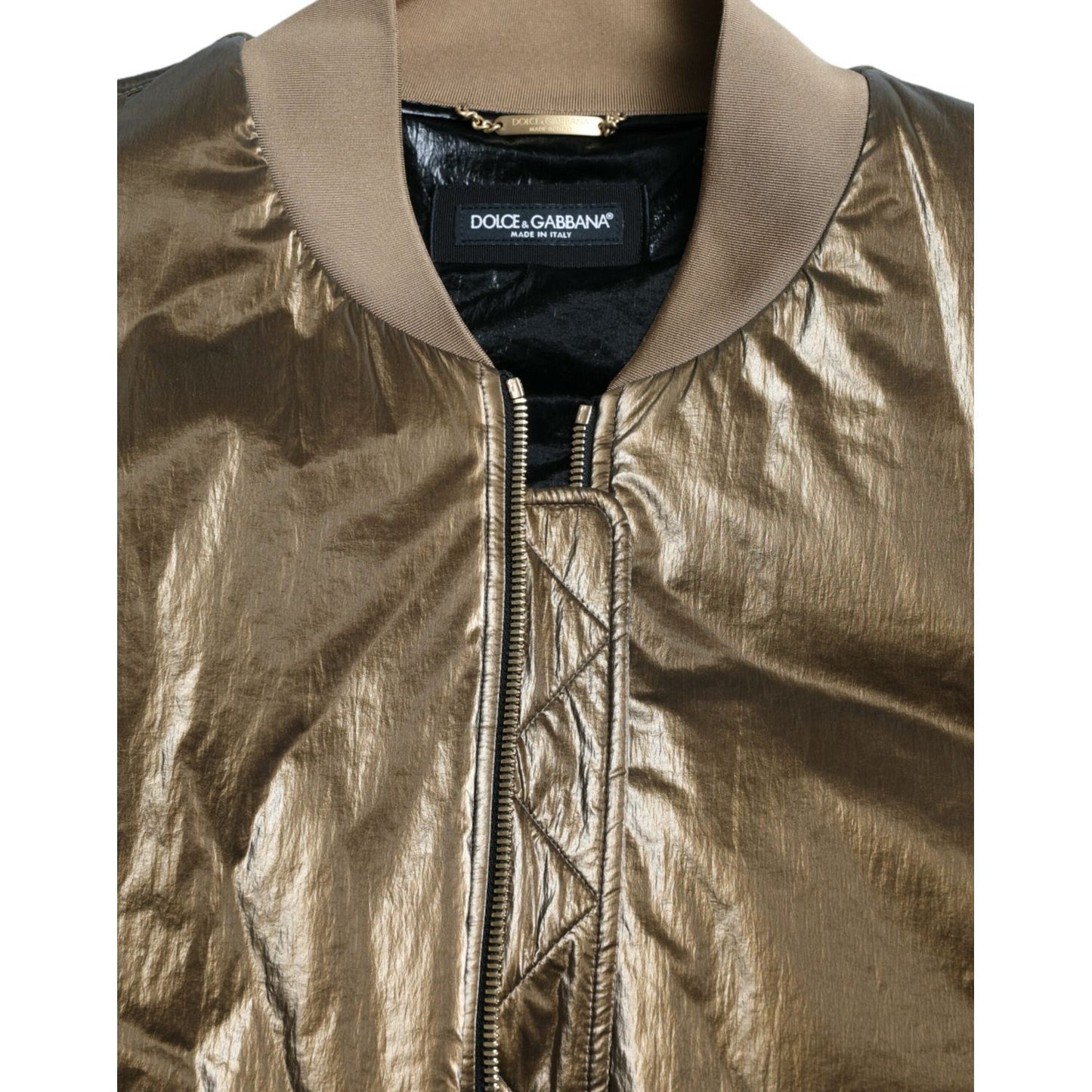Dolce & Gabbana Bronze Nylon Full Zip Men Bomber Jacket JKT3769-54