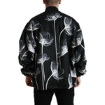 Dolce & Gabbana Black Floral Print Wool Button Down Bomber Jacket JKT3772-54