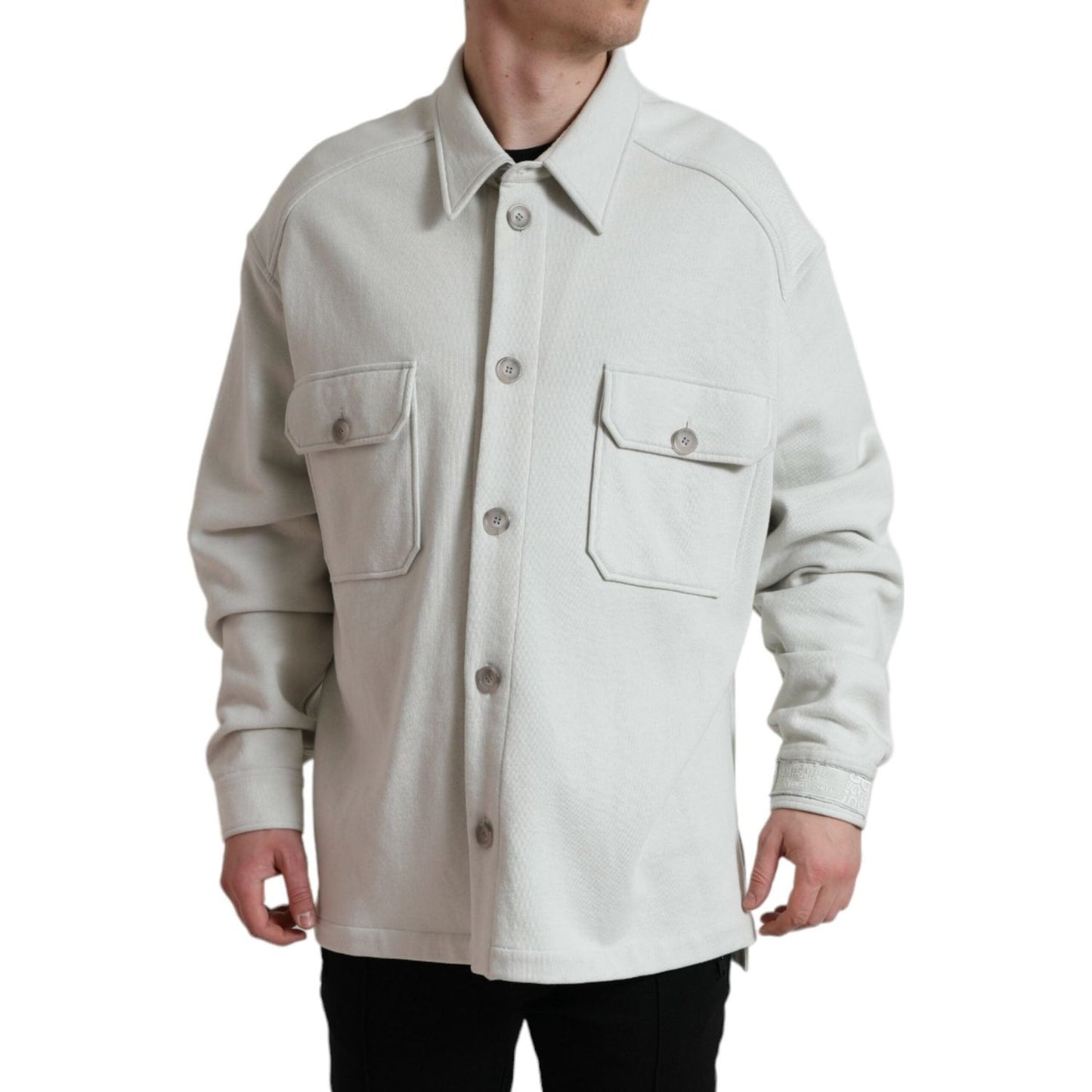 Dolce & Gabbana Grey Cotton Button Down Collared Coat Jacket JKT3773-48