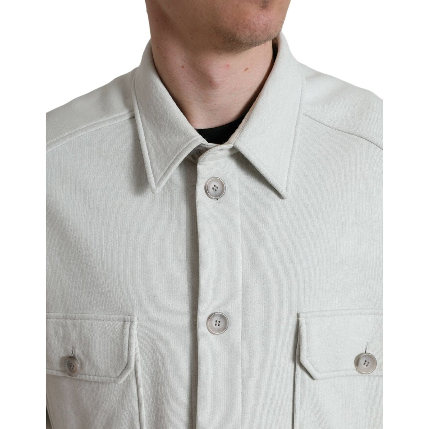 Dolce & Gabbana Grey Cotton Button Down Collared Coat Jacket JKT3773-48