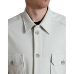 Dolce & Gabbana Grey Cotton Button Down Collared Coat Jacket JKT3773-48