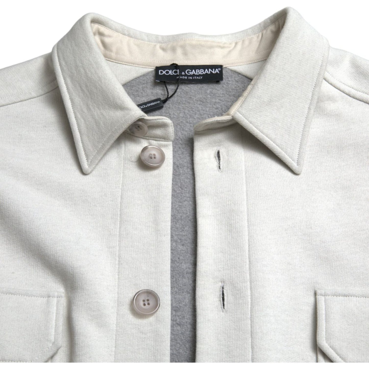 Dolce & Gabbana Grey Cotton Button Down Collared Coat Jacket JKT3773-48